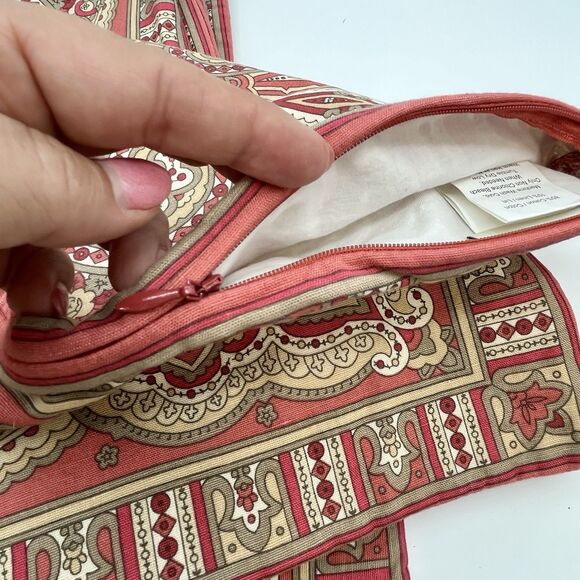 Pair Pottery Barn Euro Shams 24x24‎ Paisley Rich Rust/Cream/Taupe Linen Blend - Picture 8 of 9